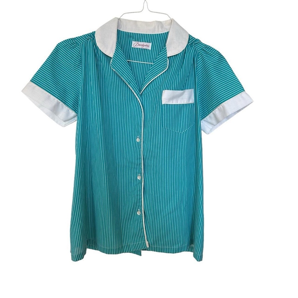 American Vintage Teal and White Striped Blouse